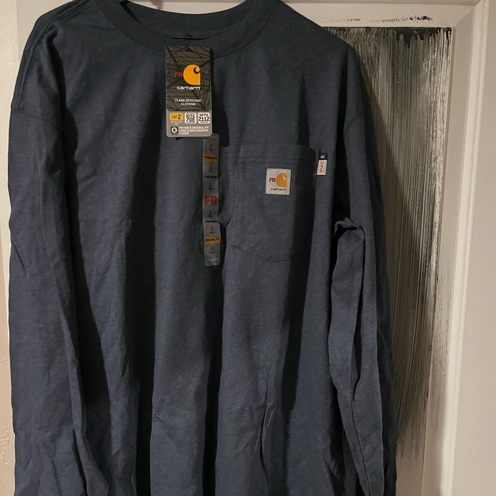 FR Carhartt Men's Dark Blue Long Sleeve Tee